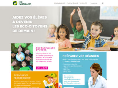 Capture d'écran site internet Eco emballage, espace enseignants