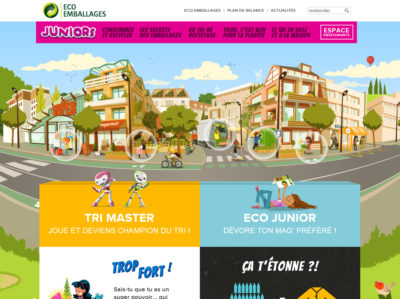 Capture d'écran site internet Eco emballage, espace juniors