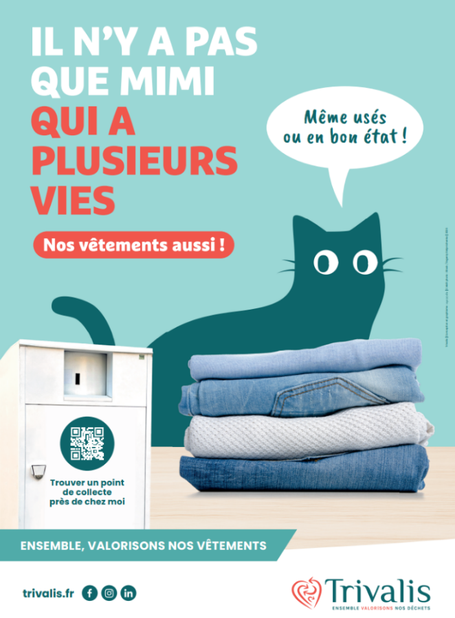 Affiche de la campagne "Tri des textiles" de Trivalis